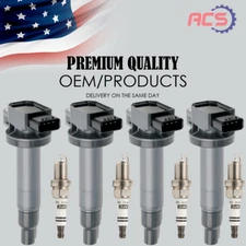 4X Ignition Coils + Spark Plug OEM For Toyota Yaris Echo Prius Scion xA xB UF316