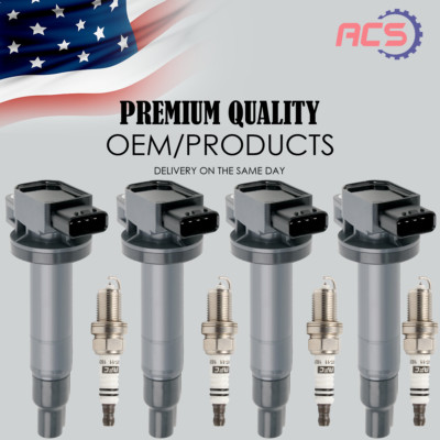 4X Ignition Coils & 4X Spark Plugs Kit For Toyota Yaris, Echo, Prius, Scion | UF316 Direct Fit