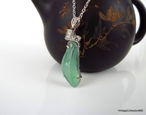 Eisgrüner Jadeit Jade Anhänger, natürliche und durchscheinende Jadeit Jade Halskette - Bild 4 von 8
