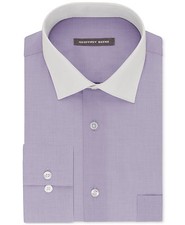 94 Geoffrey Beene Men Classic-Fit Purple White Long-Sleeve Dress Shirt 16 32/33