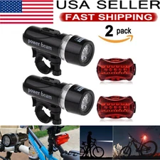 2 Set 5 LED Bike Lamp Bicycle Lights Front and Rear Safety Flashlight Waterproof