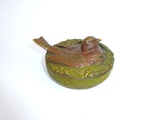 Wiener Bronze Dose mit Deckel um 1900 Vogel Austria Vienna