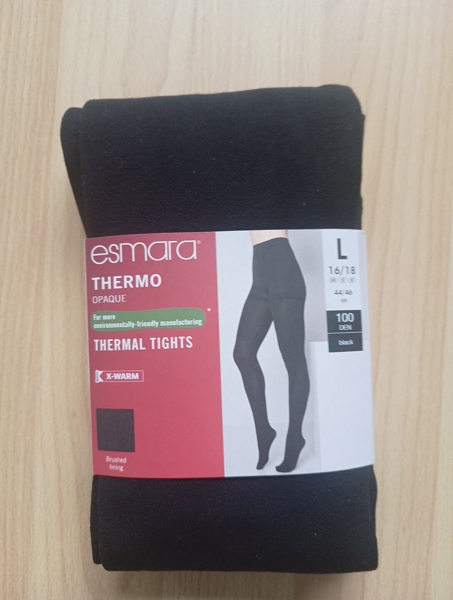 Esmara Ladies' Thermo Opaque Thermal Tights Black Sizes Available