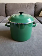 Le Creuset Enamel On Steel Stock pot, 8qt - RARE GREEN - Heavy 7lbs! 