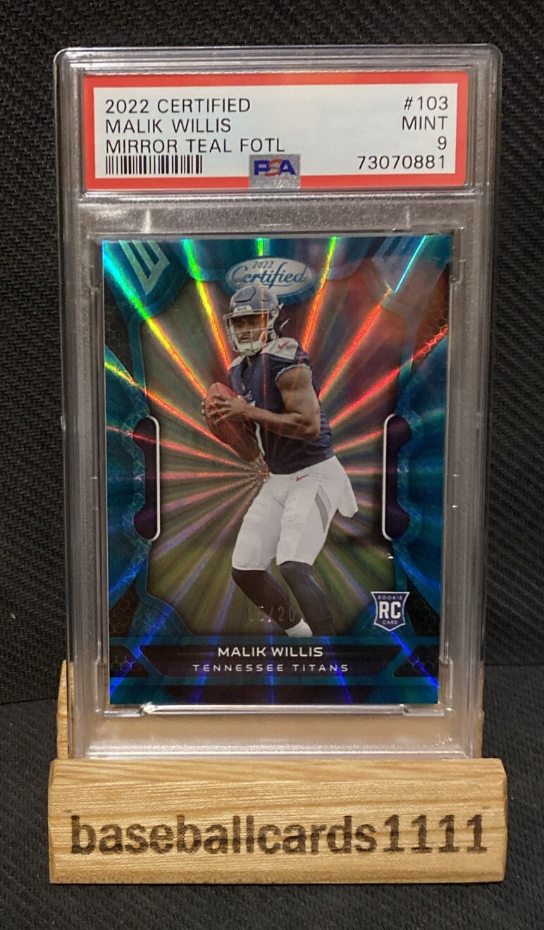 2022 Certified Malik Willis MIRROR TEAL FOTL ROOKIE #5/20 PSA 9 Packers F4