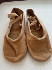 DANSGIRL Ballet Shoes Pink Canvas Split Sole Child/Adult Sz 24 1/2 8 1/2 VGUC