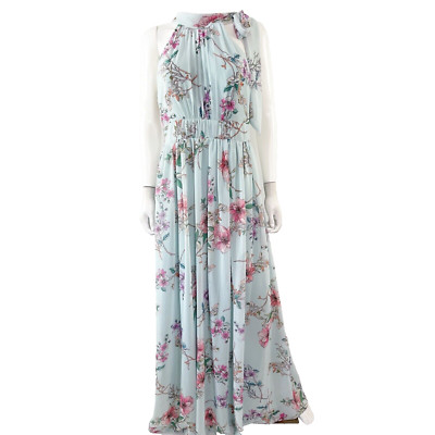 Monique Lhuillier Bridesmaids Parker Blue Floral Maxi Dress Size 8 Formal NEW