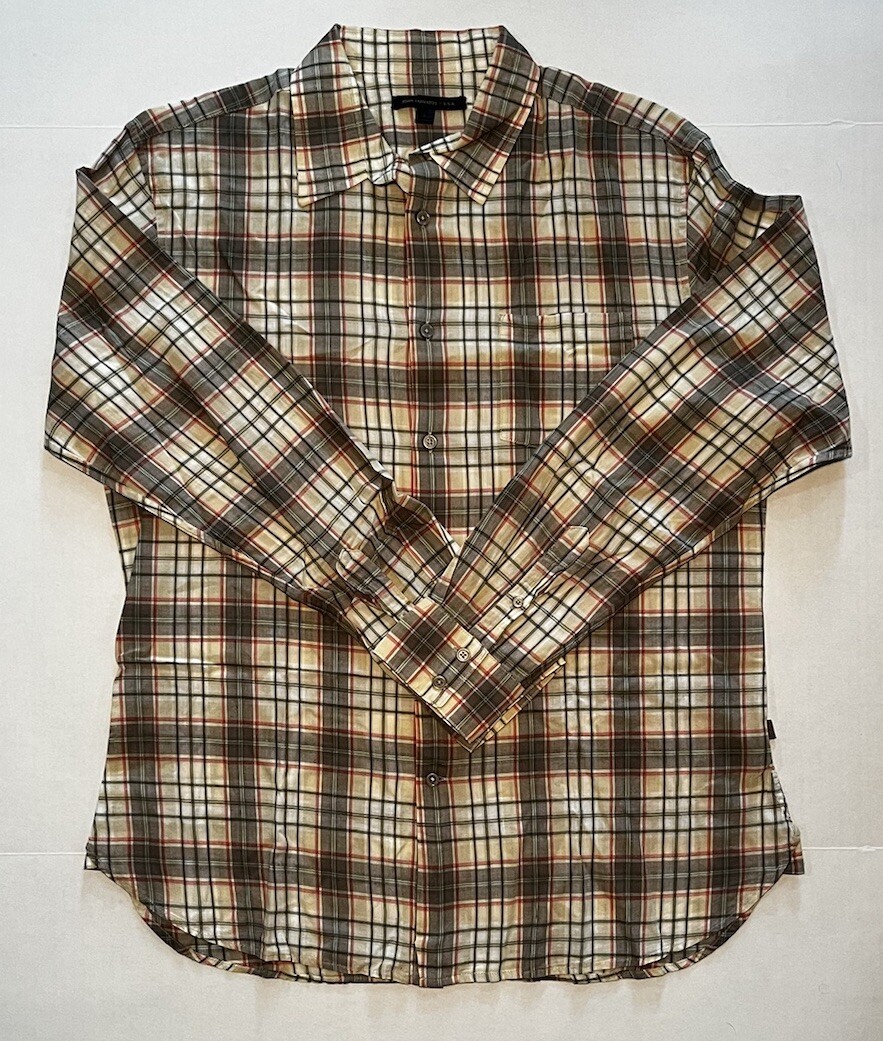 John Varvatos USA Men Size Large Plaid Long Sleeve Button Down 