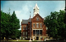 Postcard Colorful City Hall, Located of the beautiful Ohio River, Tell City, IN