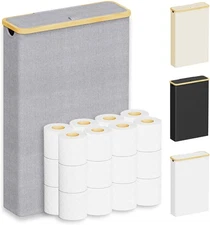 SpaceAid Extra Large Toilet Paper Storage with Lid, Hold up to 24 Grey 