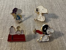 Set Of 4 Snoopy Peanuts Brooch With Butterfly Clutch Metal Pin Back