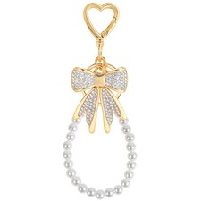 Bow and Pearl Bag Charms for Women Girls, Cute Girly Keychain Purse Charms fo...