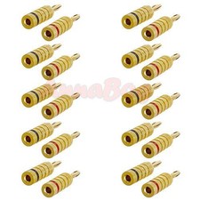 10 Pairs of Banana Speaker Plugs Closed Screw Type Gold Plated Copper Material