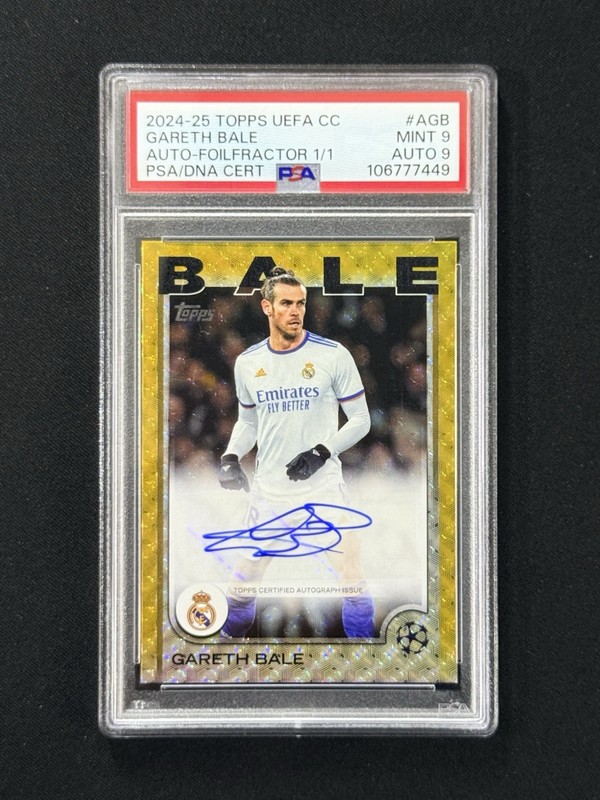2024-25 Topps UEFA CC Gareth Bale Foilfractor Auto #1/1 PSA 9 [ ONE OF ONE ]