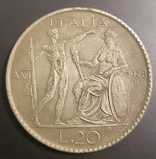20 Lire 1928 Littore Vittorio Emanuele III Regno D'Italia Riproduzione
