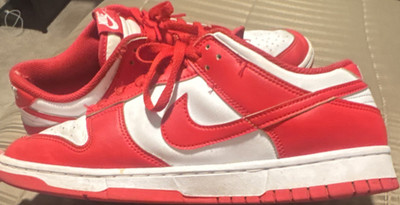 Nike Dunk Low Men s Red/White Colorblock Lace-Up Low Top Basketball Sneaker