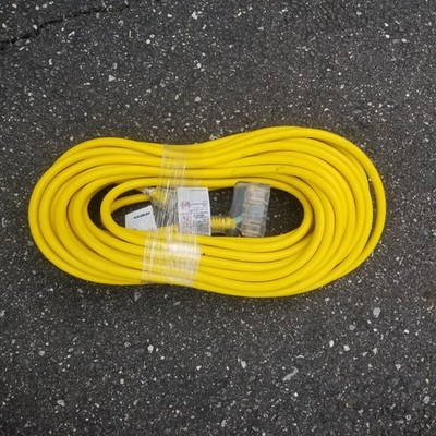 HUSKY 50 ft. 12/3 Heavy Duty Indoor/Outdoor Extension Cord Triple Tap