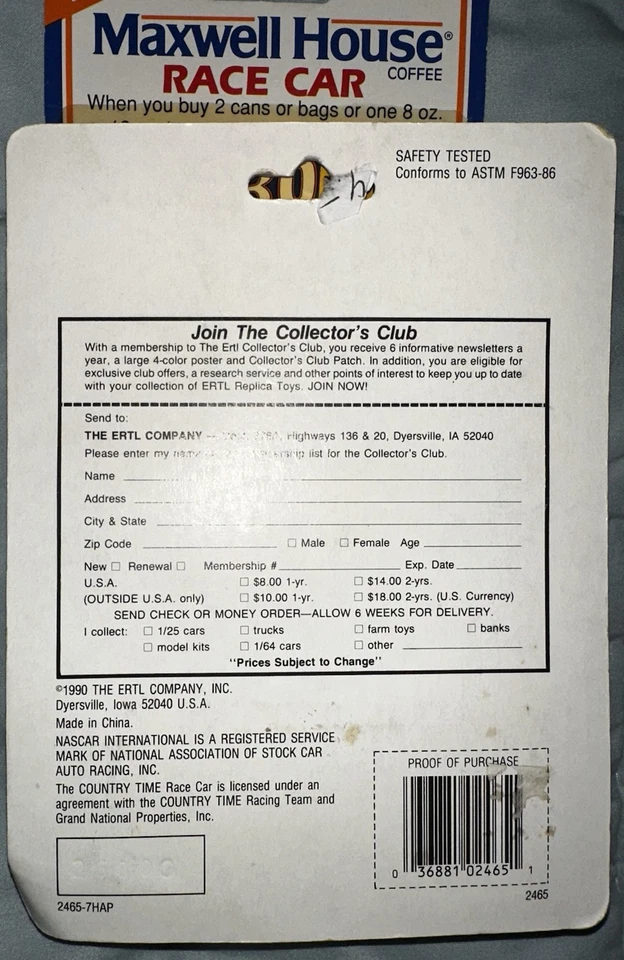 Dos coches diecast NASCAR escala 1:64 Country Time/Maxwell House ERTL y otros Foto 3 de 4