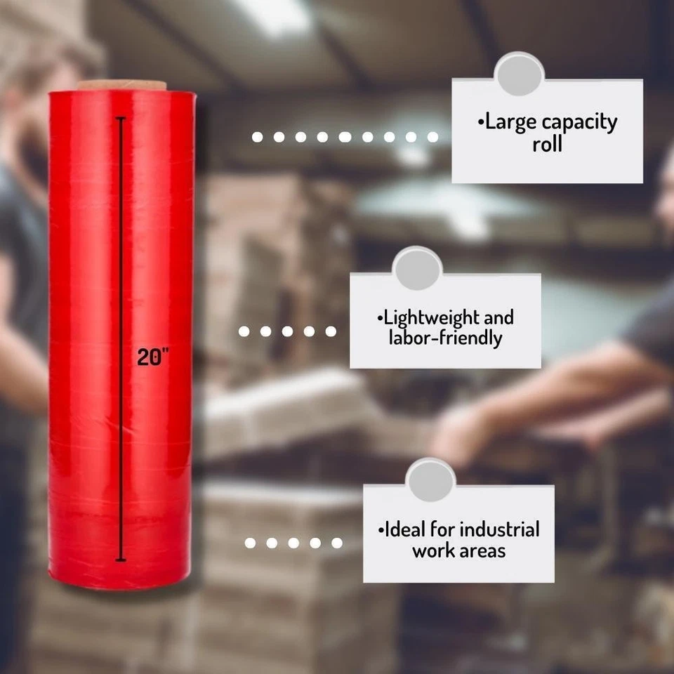 Red Tinted Machine Pallet Stretch Wrap Plastic Shrink Film 20" x 5000' 2 Rolls - Image 4 of 4