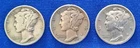 1943 P, D & S War Time Mercury Dimes Lot