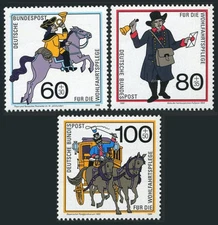 Germany B682-B684,MNH.Michel 1437-1439. History of mail carrying,1989.