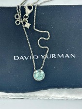 925 David Yurman Petit Chatelaine Pendant Necklace with Aquamarine Blue Topaz