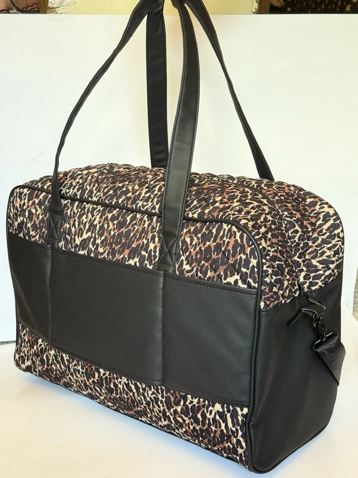 NUEVO CON ETIQUETAS BETSEY JOHNSON Bolso de Lona Acolchado Fin de Semana Fabuloso Estampado de Leopardo LBKRUSH Foto 4 de 4