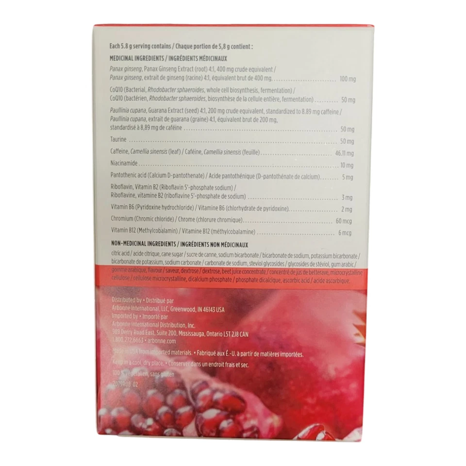 Arbonne Energy Fizz Sticks Granada (30 varillas) - Nuevo - Exp. 4/2027 Foto 2 de 3