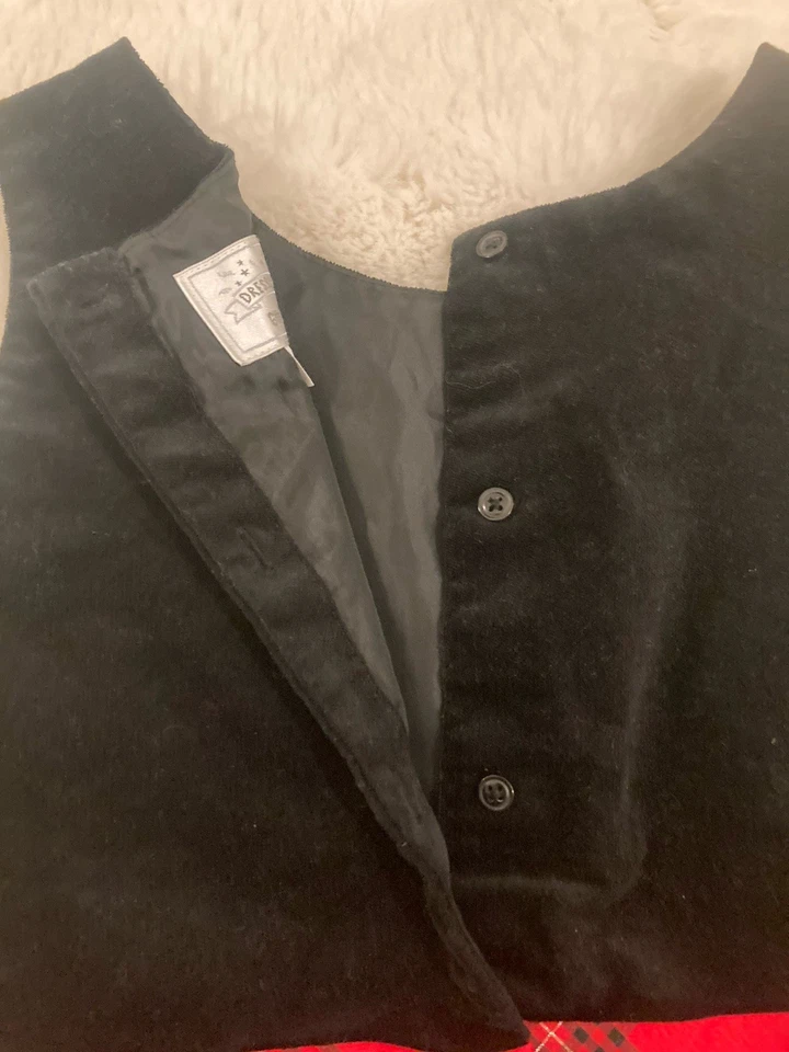 Elegante Vestido de Vacaciones Gymboree Negro Terciopelo Rojo a Cuadros Elegante Niñas Talla 10 Foto 3 de 4