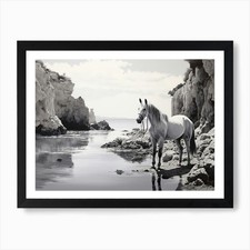 A Horse Oil Painting In Cala Macare Framed Wall Art Poster Canvas Print Picture