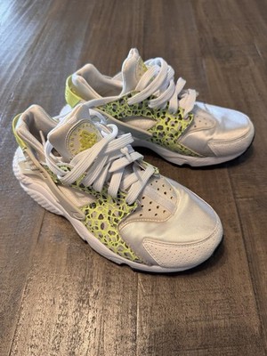 Nike Women Air Huarache Run Size 7 Shoes 683818 101 White Neon Green