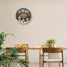 2D Flat1pcs Retro Aluminum Alloy Welcome Winter Round Wall Decoration 7.87X 7.87