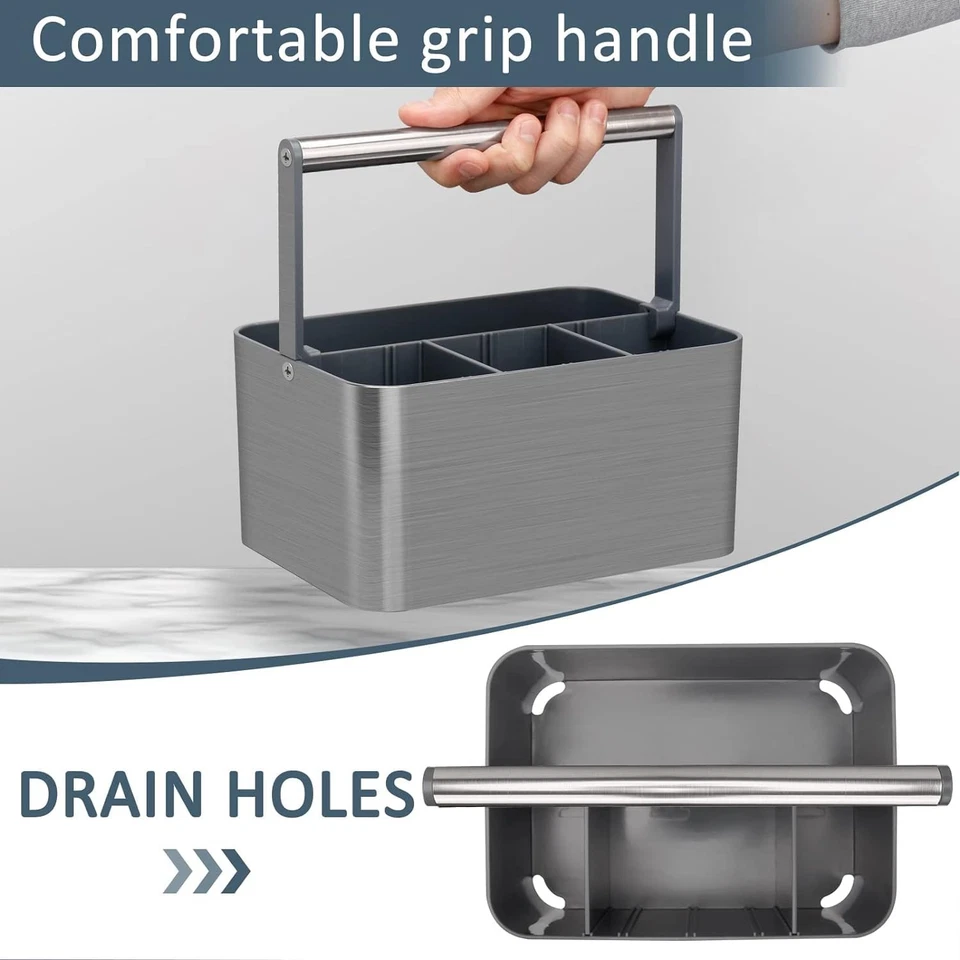 Carrito de almacenamiento de baño, organizador de ducha ajustable para dormitorio, gris Foto 4 de 4