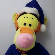 Disney Tigger 24" Plush Blue Sweater W/Christmas Wreath Winter Hat  Mittens