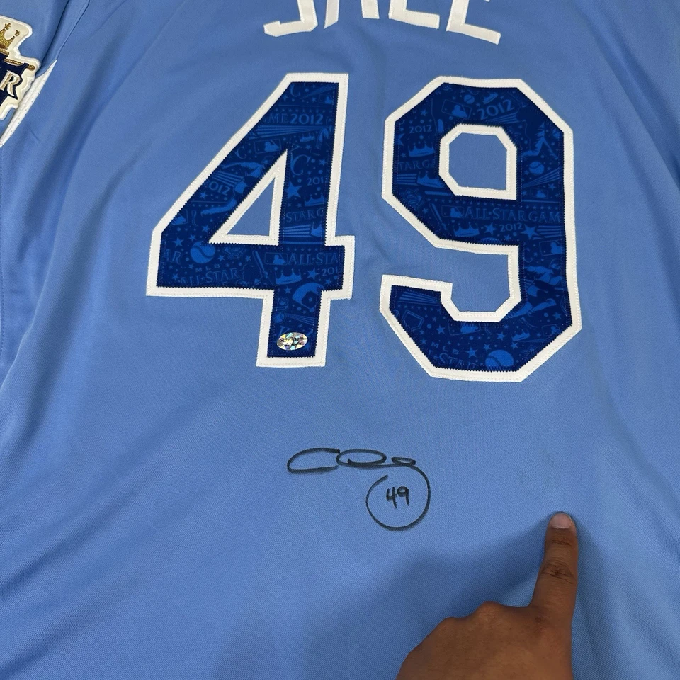 Camiseta de beisebol ASSINADA autêntica 2012 Chris Sale MLB All Star Game base legal GG - Imagem 4 de 4