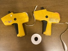 Lot 2 - Monarch 1110 Yellow Price Guns 4 rolls of labels working - Needs Ink