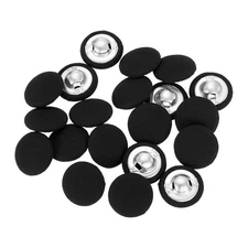 20Pcs Fabric Cloth Covered Button, 15mm 24L Metal Shank Buttons, Black