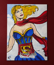 2019 DC Comics Bombshells III Supergirl 1/1 Original Sketch Card Michael Munshaw