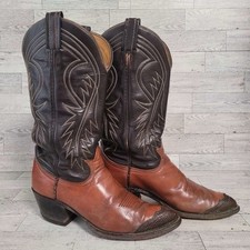 Women  s Vintage 60's Tony Lama Exotic Brown Lizard Wingtip Cowboy Boots Size 7