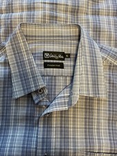 Valentino Rudy Men  s Blue Striped Button Shirt Size XL Italy