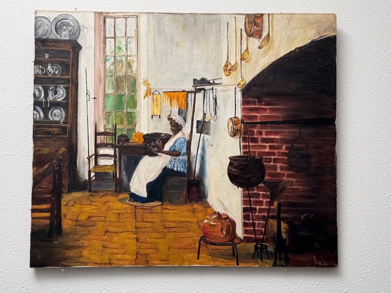 Original Painting by David Michael Eggly-Old Woman Early American