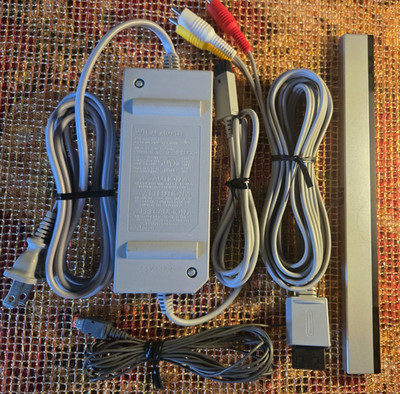 Genuine OEM Original Nintendo Wii Power Cord, AV Cables & Sensor Bar Bundle