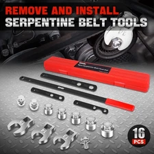 [16Pcs] 3/8" Pulley Wrench Installation Removal Serpentine Belt Tool Set w/ Case