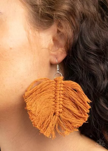 Paparazzi brown fringe earrings deals