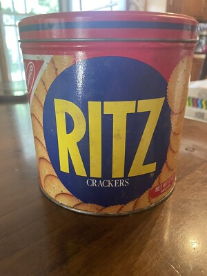 Vintage Ritz Cracker Tin 1982 Nabisco 12 oz Collector s Estate Sale NICE