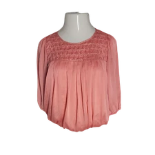 Studio M Super Cute Classy Shirt Blouse ~ Sz S ~ Pink ~ 3/4 Sleeve