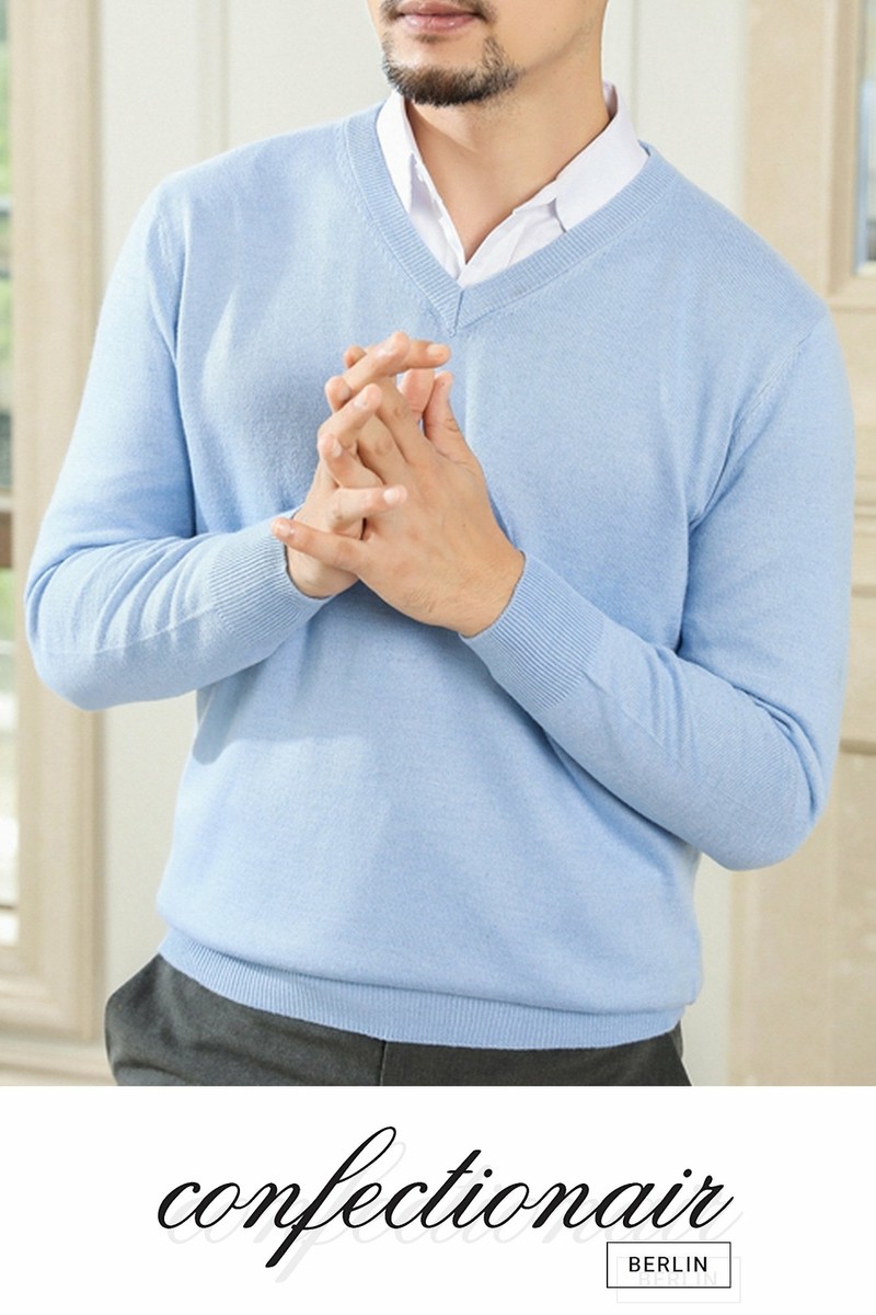 Cashmere Sweater Hallhuber Kaschmir Pullover Blau 45% Kaschmir