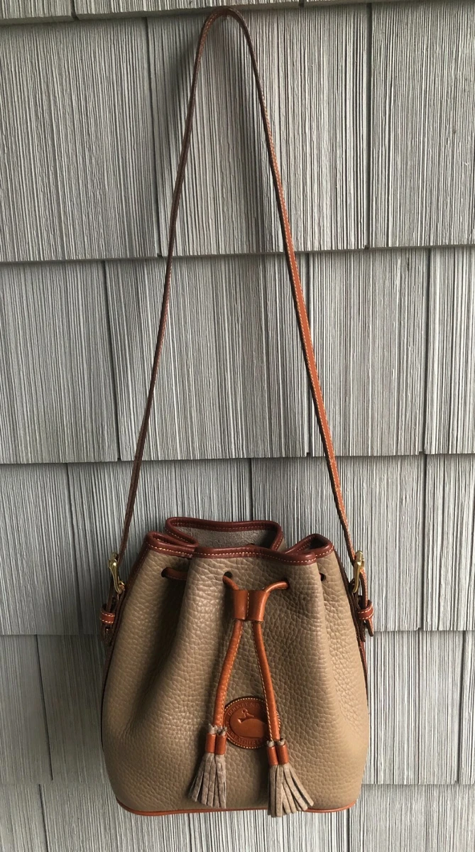 Vintage Dooney & Bourke All Weather Pebbled Leather Drawstring Bucket Bag