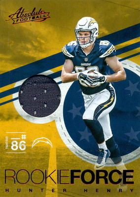 2016 PANINI ABSOLUTE ROOKIE FORCE JERSEY RED PARALLEL #16 HUNTER HENRY