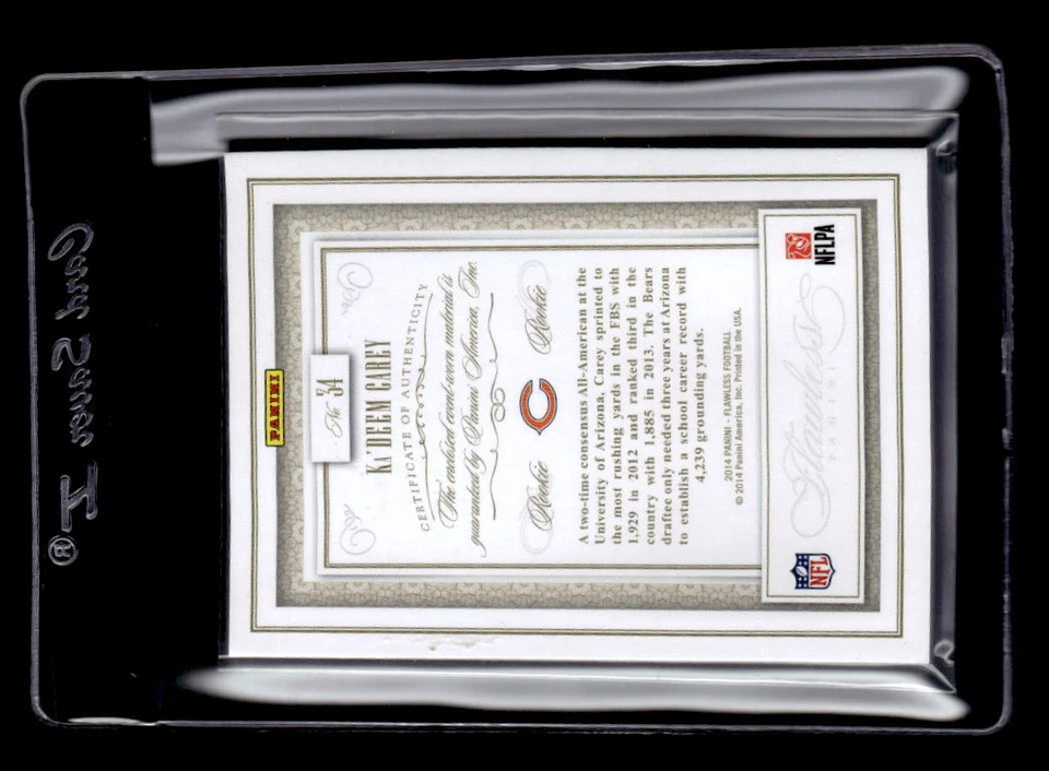 2014 Panini Flawless Rookie Patches Ruby #34 Ka'Deem Carey Jersey /15 EXACT SCAN - Image 2 of 2